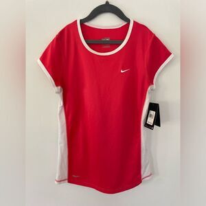Nike swoosh bright pink girls and white size XL (16) dry fit